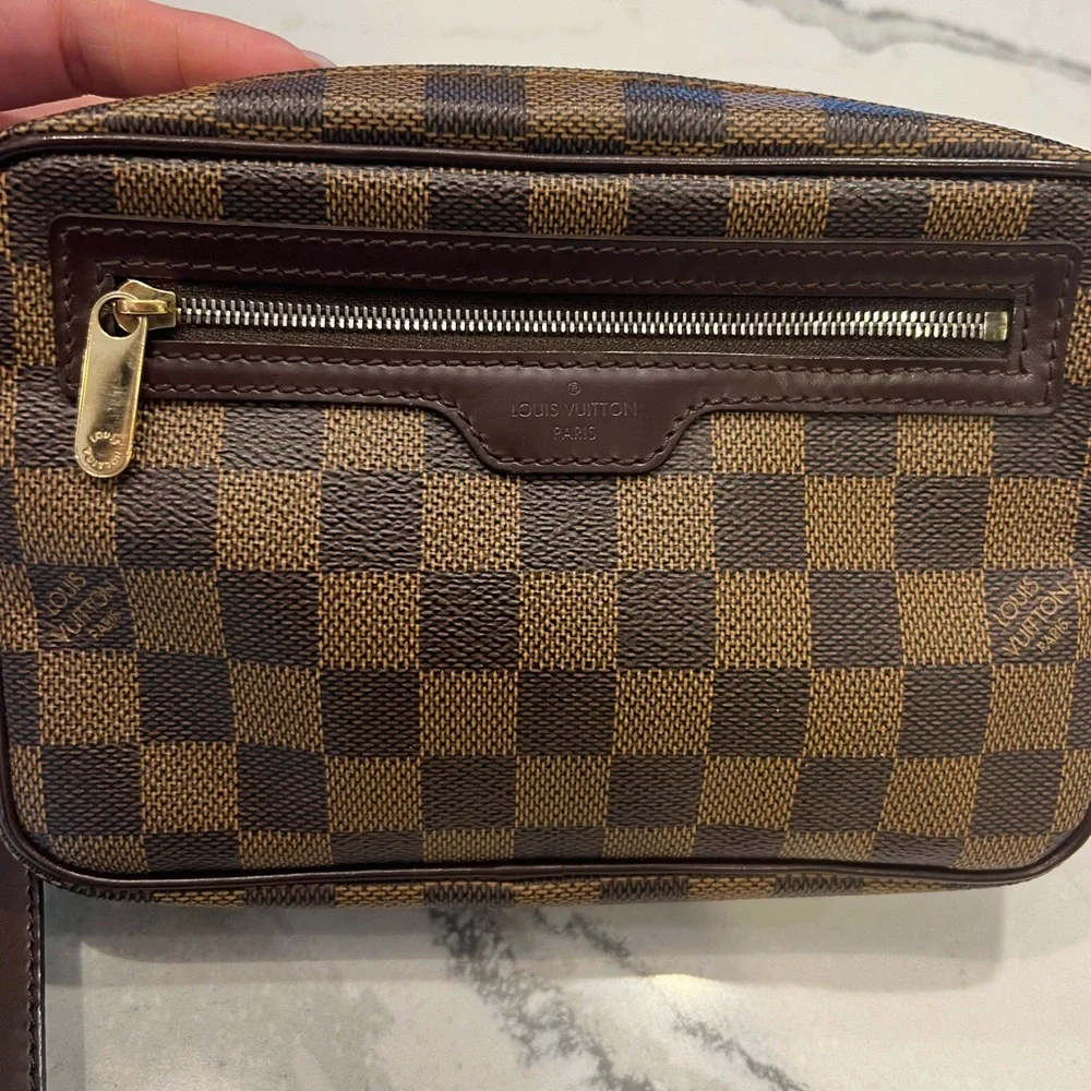 Louis Vuitton Damier Ebene Macao Wristlet Clutch Bag